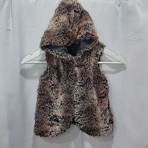 3/$30 NEXT faux fur sherpa warm Hooded vest snap close lined
